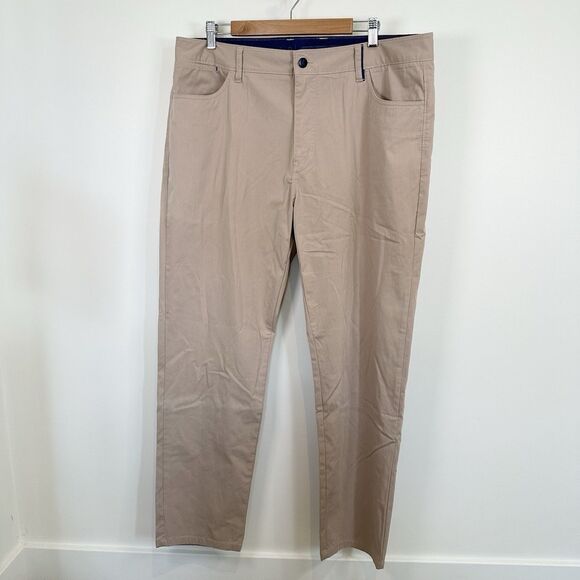 Johnnie-O Prep-Formance Marin Golf Pants Mens 38x30 Light Khaki Chino 5 Pocket - Picture 1 of 13